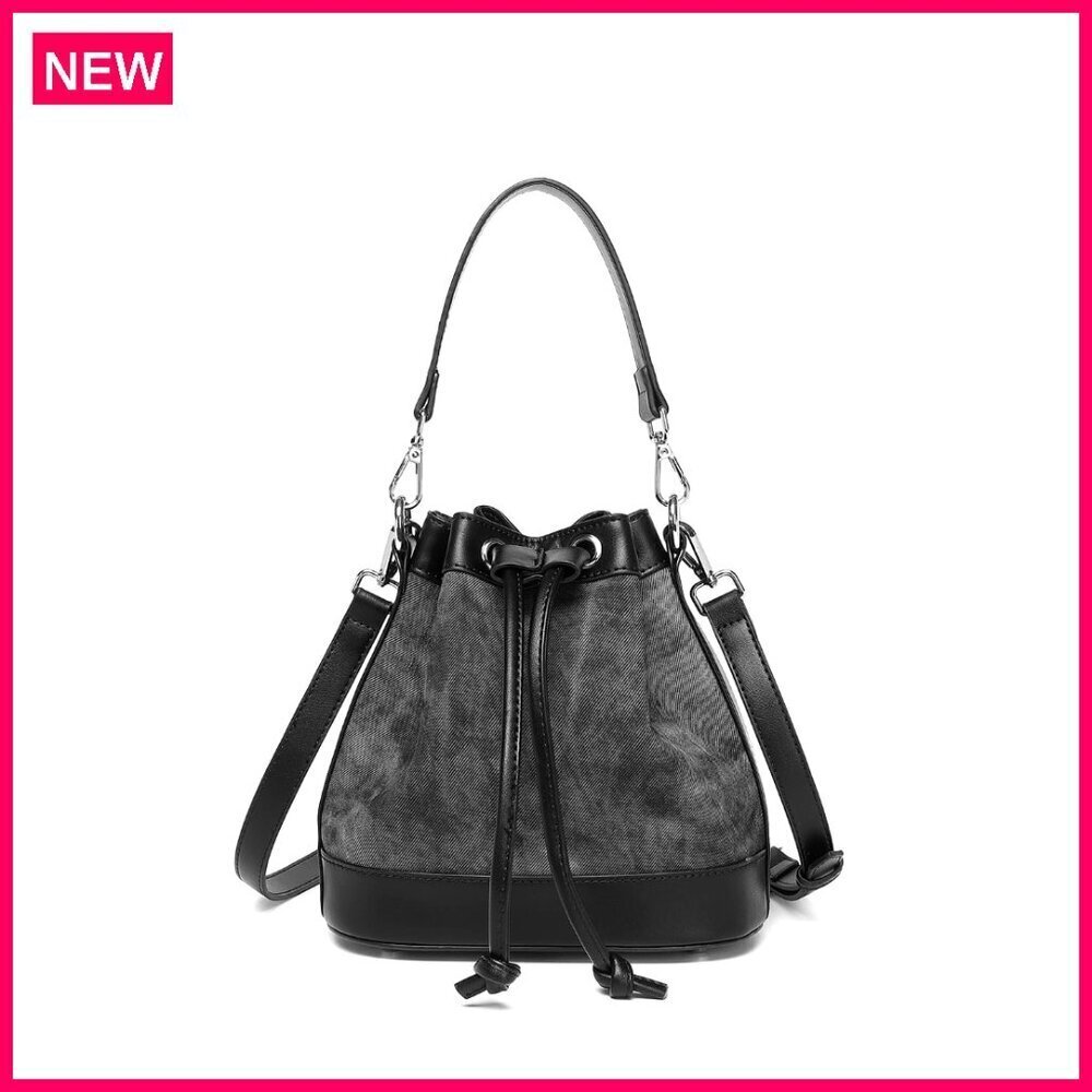 Denim Crossbody Bucket Bag, Lightweight Women's Handbag with Multiple Pockets